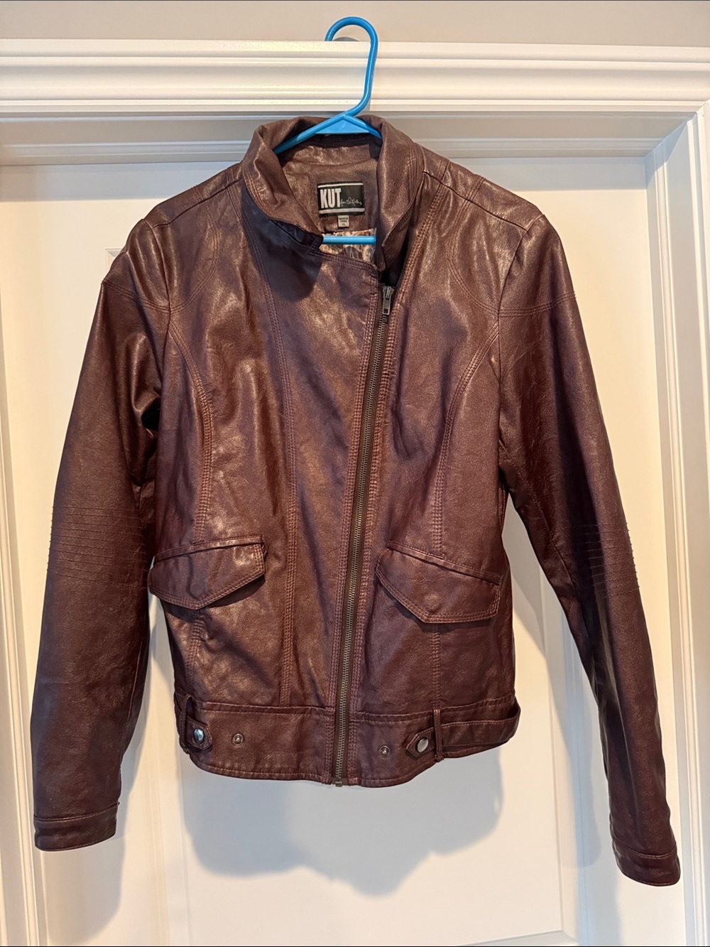 Kut from the Kloth Girls Brown Faux-Leather Moto Jacket